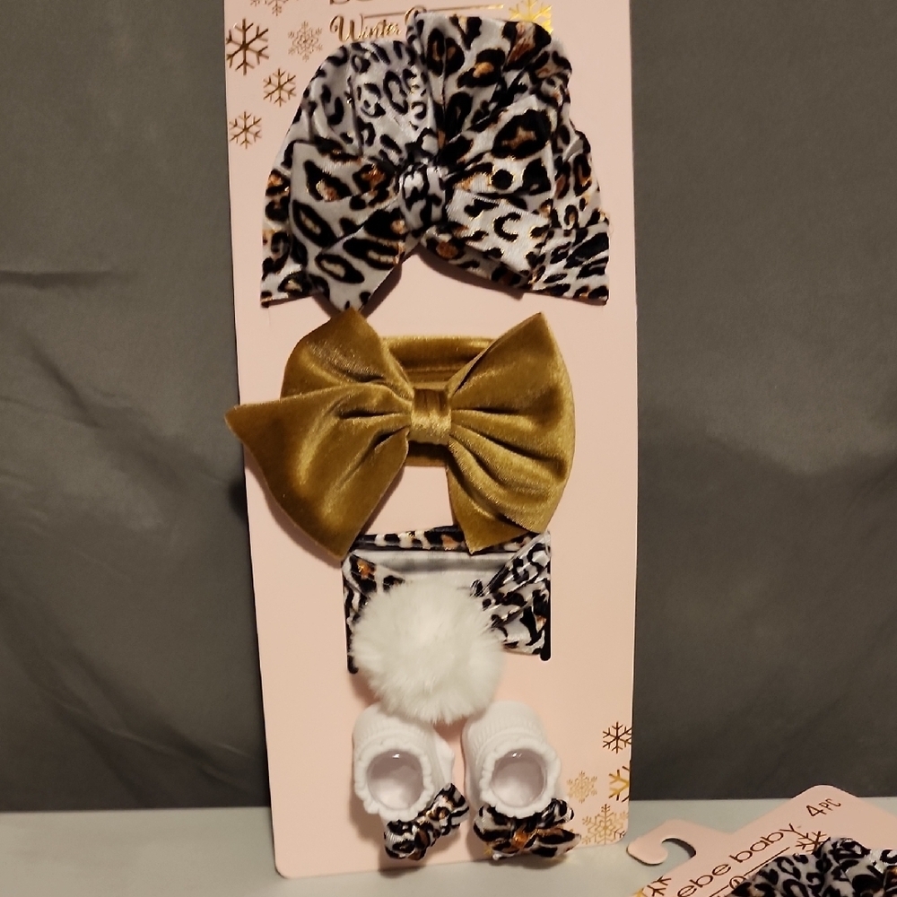 Bebe Leopard and Gold Baby Accessories Set